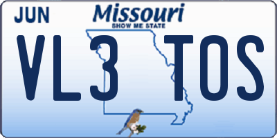 MO license plate VL3T0S
