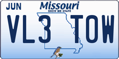 MO license plate VL3T0W