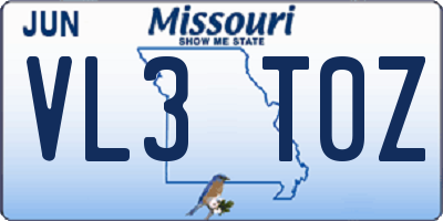 MO license plate VL3T0Z