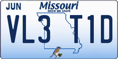 MO license plate VL3T1D