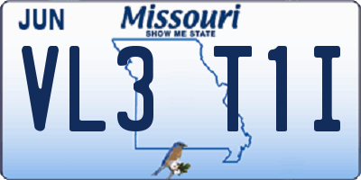 MO license plate VL3T1I