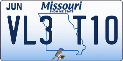 MO license plate VL3T1O