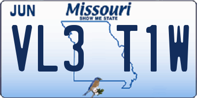 MO license plate VL3T1W