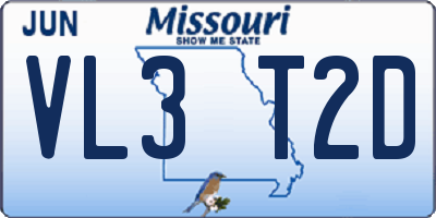 MO license plate VL3T2D
