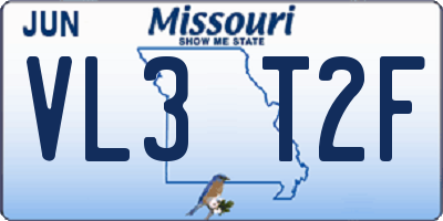 MO license plate VL3T2F