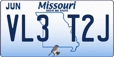MO license plate VL3T2J