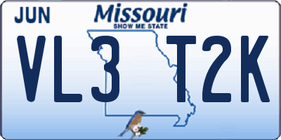 MO license plate VL3T2K