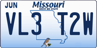MO license plate VL3T2W