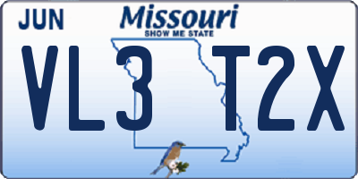 MO license plate VL3T2X