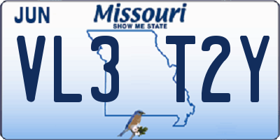 MO license plate VL3T2Y