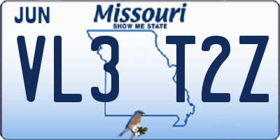 MO license plate VL3T2Z