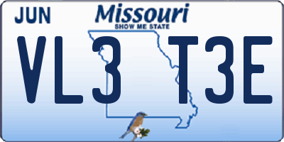 MO license plate VL3T3E