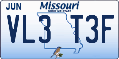 MO license plate VL3T3F