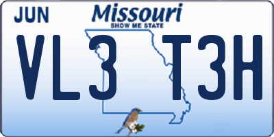 MO license plate VL3T3H