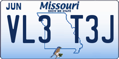 MO license plate VL3T3J