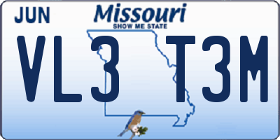 MO license plate VL3T3M