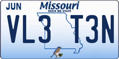 MO license plate VL3T3N