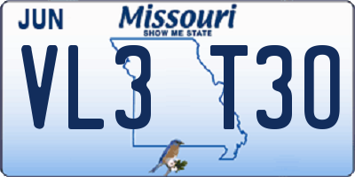 MO license plate VL3T3O