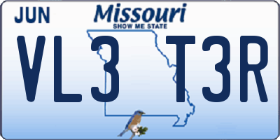 MO license plate VL3T3R