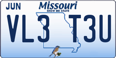 MO license plate VL3T3U