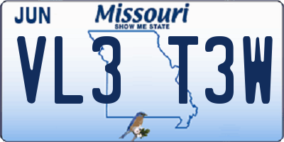 MO license plate VL3T3W