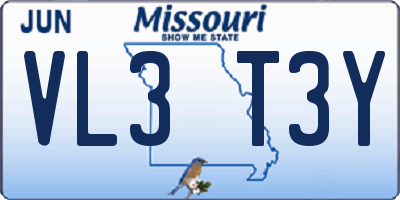 MO license plate VL3T3Y