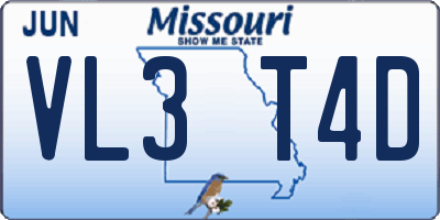 MO license plate VL3T4D