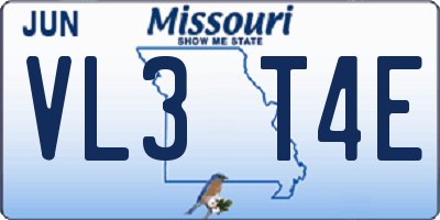 MO license plate VL3T4E