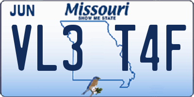 MO license plate VL3T4F