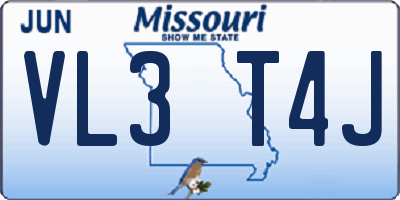 MO license plate VL3T4J
