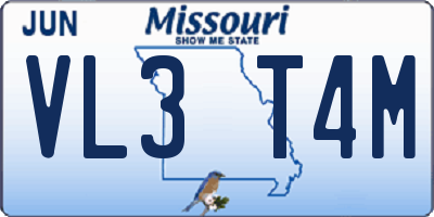 MO license plate VL3T4M