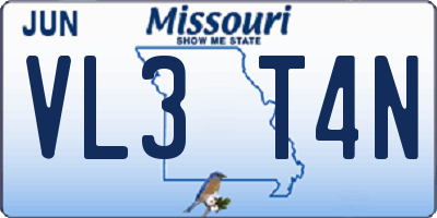 MO license plate VL3T4N