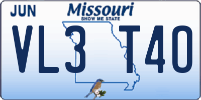 MO license plate VL3T4O