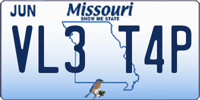 MO license plate VL3T4P