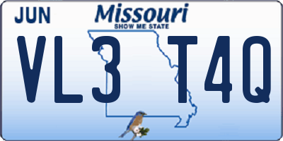MO license plate VL3T4Q
