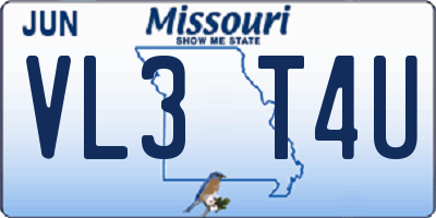 MO license plate VL3T4U