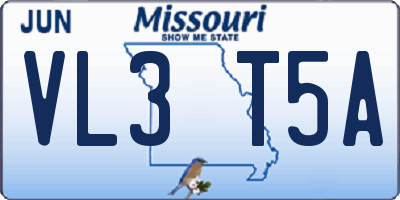 MO license plate VL3T5A