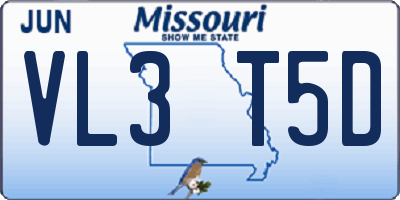 MO license plate VL3T5D