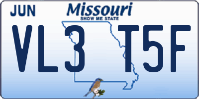 MO license plate VL3T5F