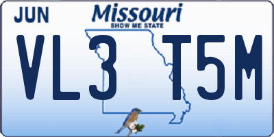 MO license plate VL3T5M