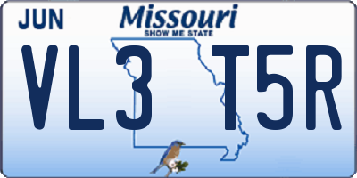 MO license plate VL3T5R