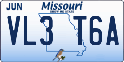 MO license plate VL3T6A