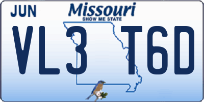 MO license plate VL3T6D
