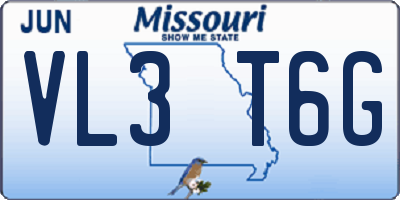 MO license plate VL3T6G