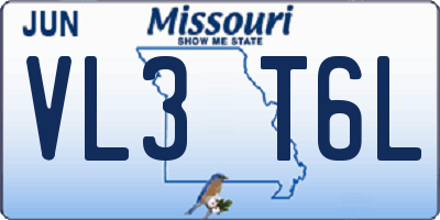 MO license plate VL3T6L
