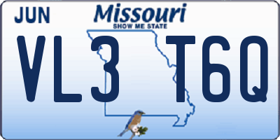 MO license plate VL3T6Q