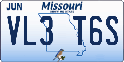 MO license plate VL3T6S