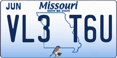 MO license plate VL3T6U
