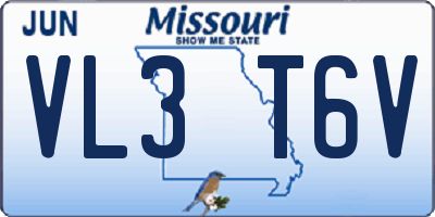 MO license plate VL3T6V