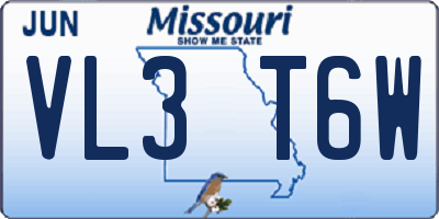 MO license plate VL3T6W